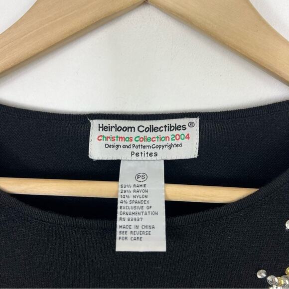 Heirloom Collectibles Vintage Christmas Santa Black Sequin Sweater Size PS - Picture 6 of 7